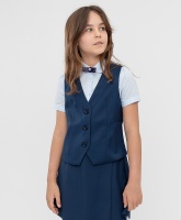 Жилет классический с V-образным вырезом синий Button Blue, школьная форма для девочек  фото, kupilegko.ru